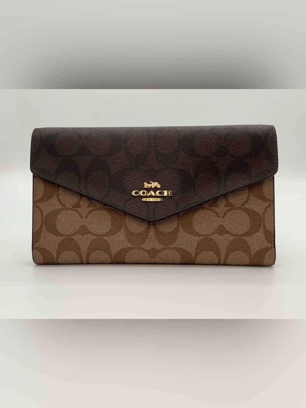 Coach Travel Sig Envelope Wallet Brown Leather&Canvas - W/O STRAP Excellent Cond